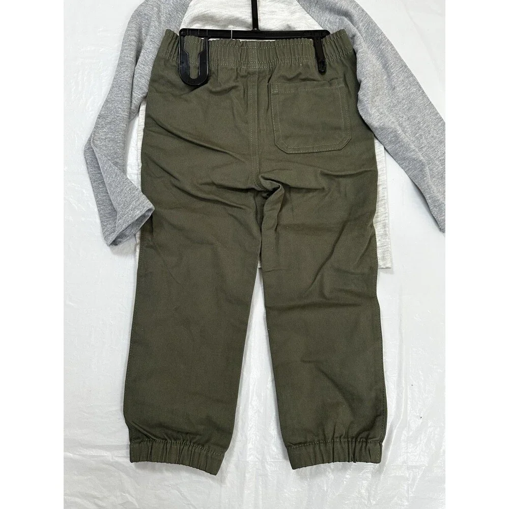 NWT Lucky Brand Boy's 2 Piece Set Size 3T Long Sleeve Gray/Olive